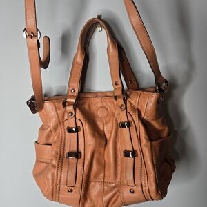 B. Makowsky Pebbled Leather Tote Satchel | Convertible Shoulder Crossbody Hobo